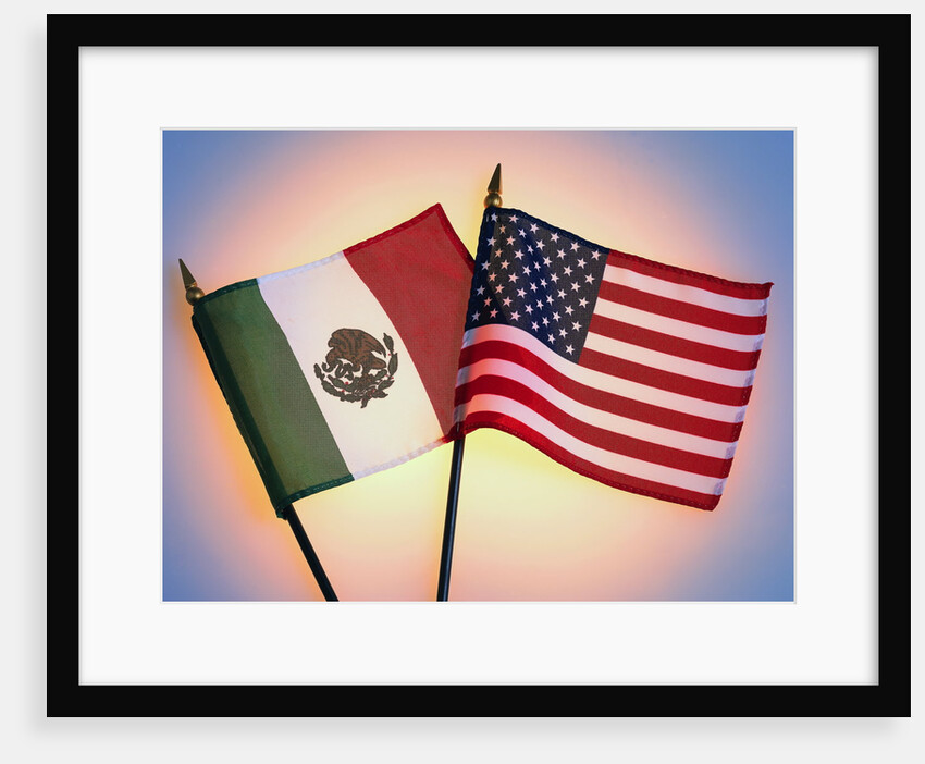 Flags of Mexico and United States by Anonymous