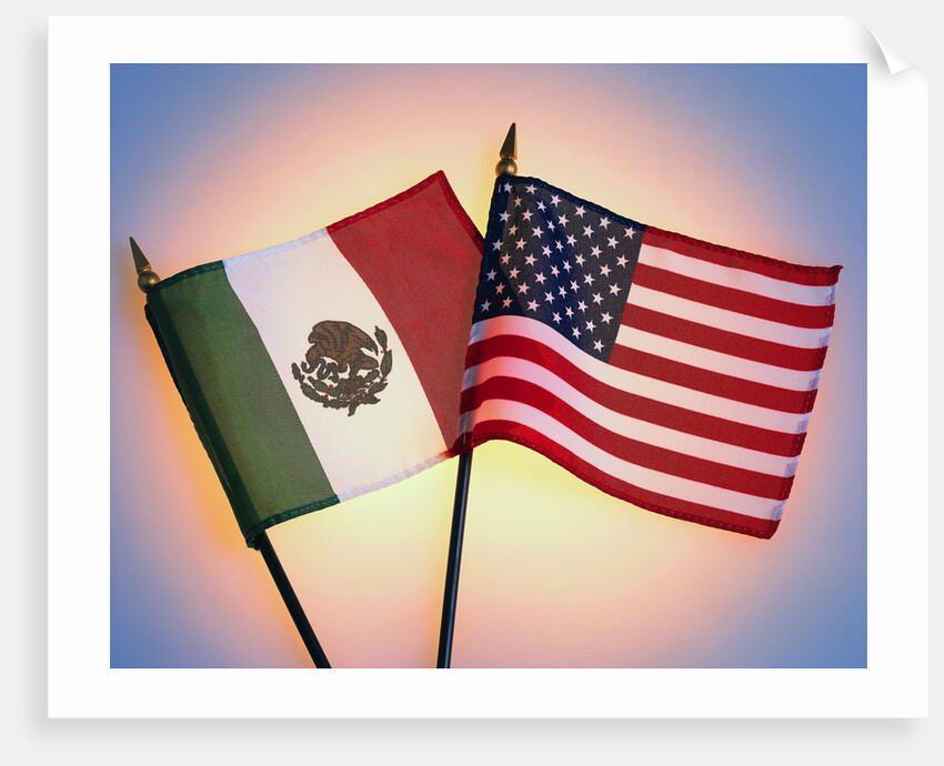 Flags of Mexico and United States by Anonymous