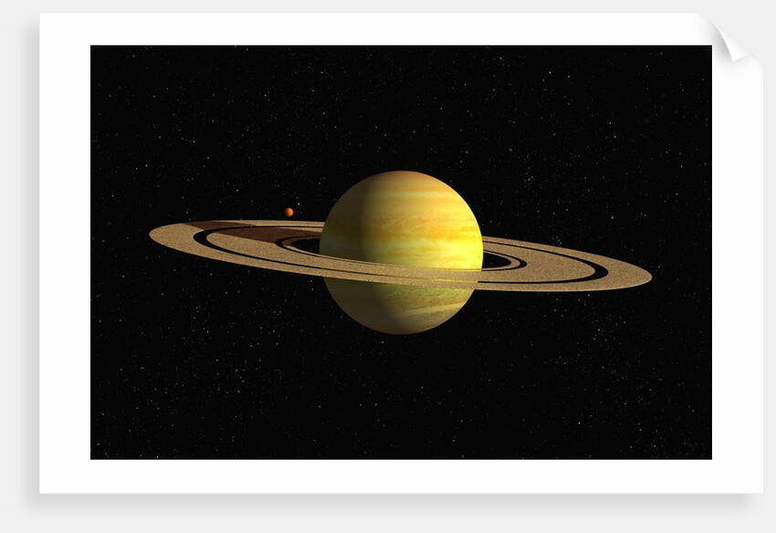 Ringed Planet with Moon by Anonymous