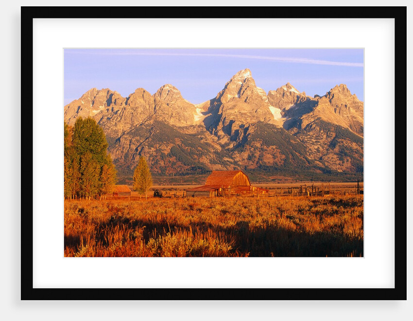 A Farm and the Teton Range by Anonymous