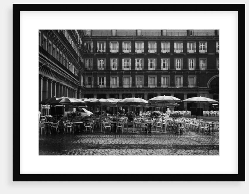 Raining on Cafe in Plaza Mayor by Anonymous