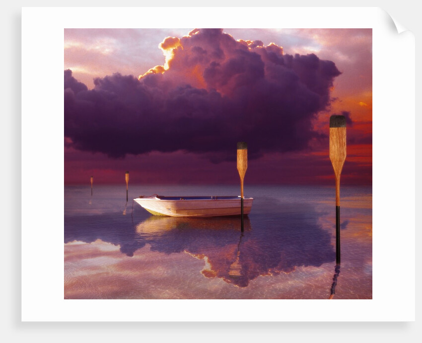 Cumulus Cloud, Rowboat, and Paddles by Anonymous