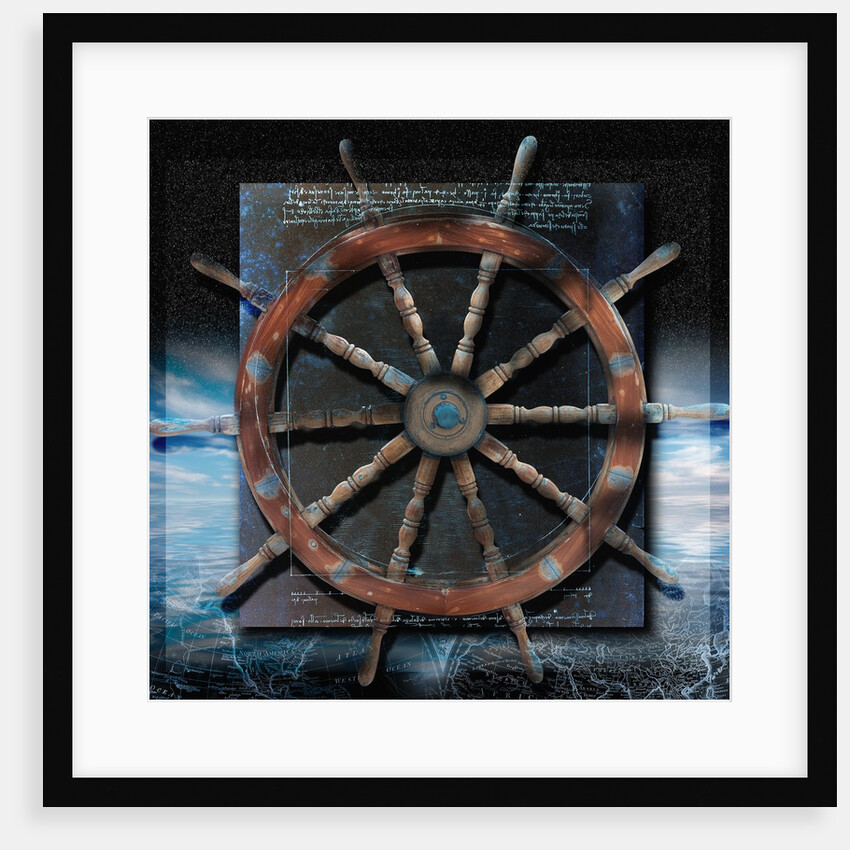 World Map and Ship's Wheel by Anonymous