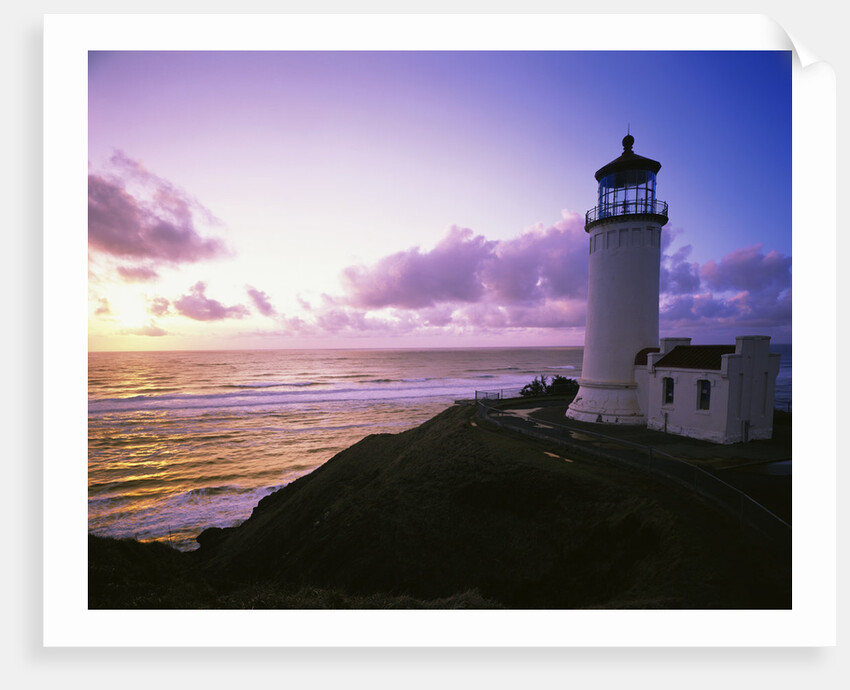 Lighthouse by Beach at Sunset by Anonymous