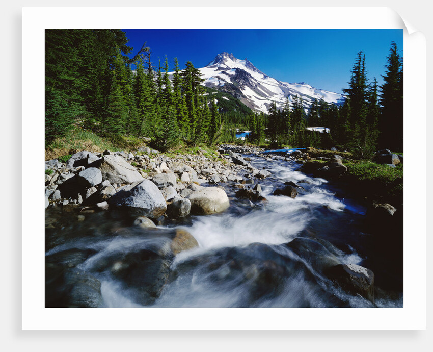 Winding Creek Below Snow-Capped Mountain by Anonymous