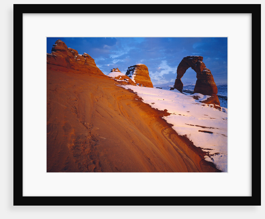 Snow-Capped Rock Formations at Arches National Park by Anonymous