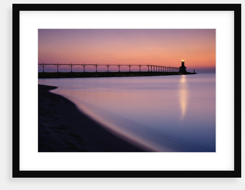 Michigan City Lighthouse at Sunset by Anonymous