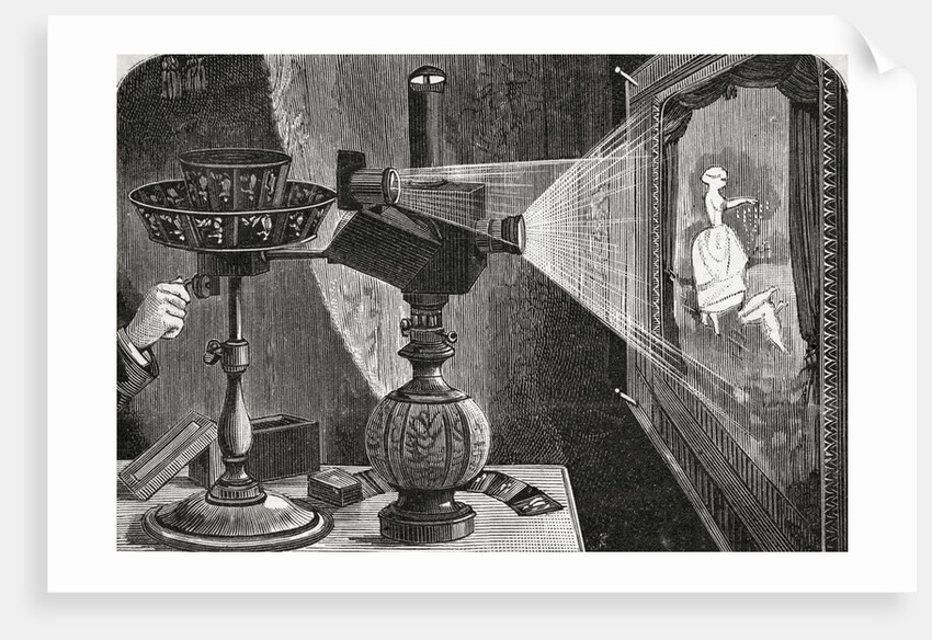 Detail of an Illustration Depicting the Praxinoscope Used by Emile Reynaud in the Theatre Optique by Anonymous