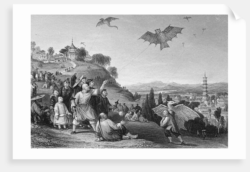 People Flying Kites in China by Anonymous