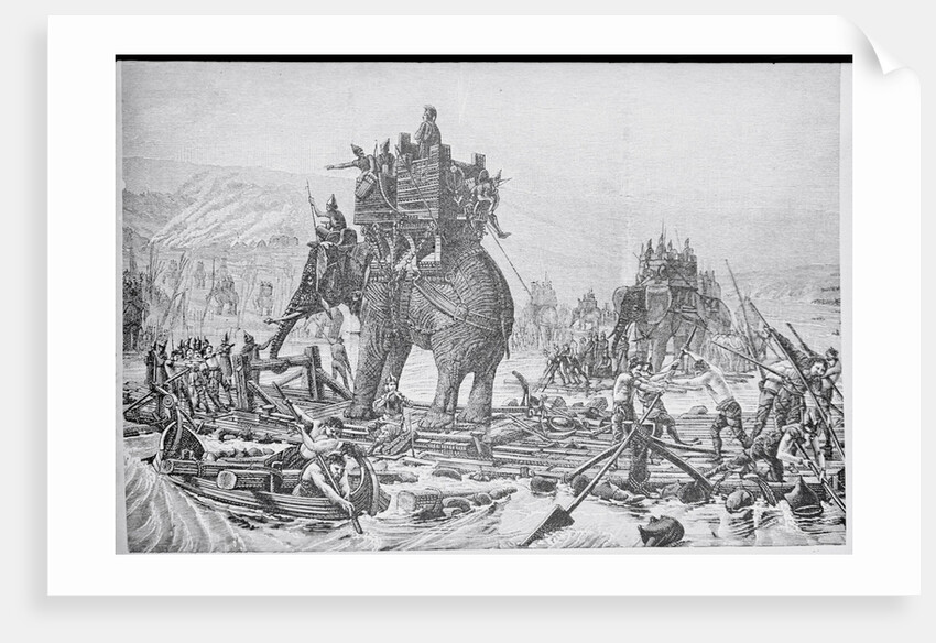 Soldiers with Elephant Crossing River by Anonymous