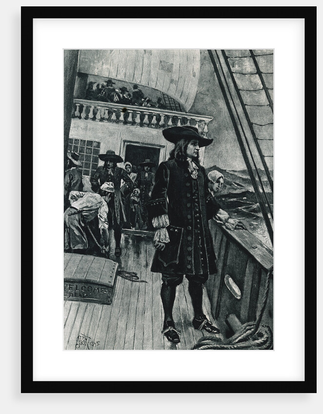 Portrait of English Admiral William Penn Gazing from Ship by Anonymous