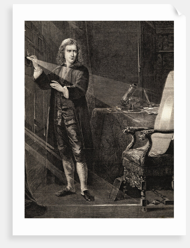 Isaac Newton Performing Experiment by Anonymous