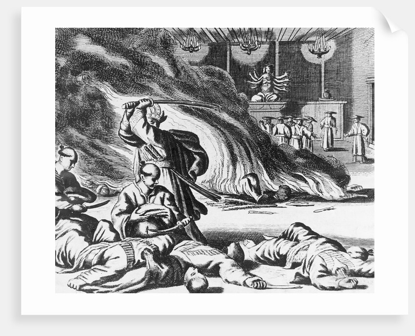 An Illustration of Mass Harakiri in a Japanese Temple by Anonymous