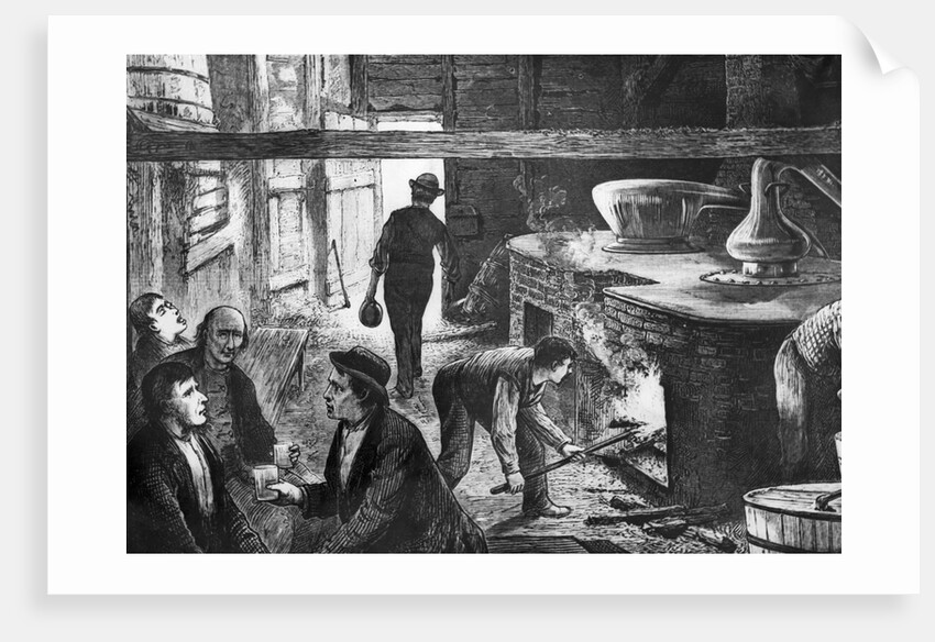 Making Apple Whiskey at a Still in Rockland County, New York Woodcut by Anonymous