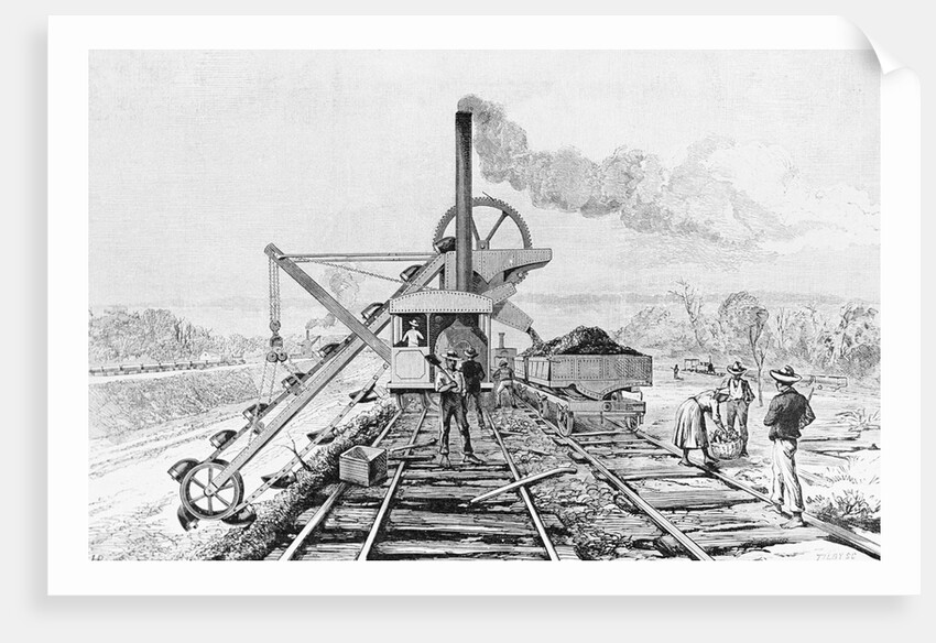 Engraving of an Excavator Working on the Panama Canal by Anonymous