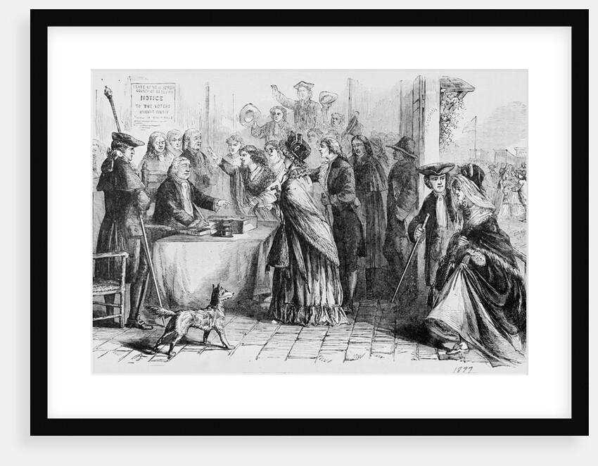 Woodcut of Women Casting Votes in New Jersey by Anonymous