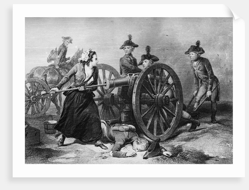 Engraving of Molly Pitcher Loading Cannon at the Battle of Monmouth by Anonymous