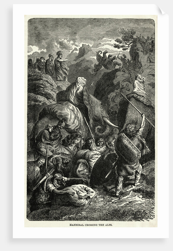 Engraving of Hannibal Crossing the Alps by H. Leutemann