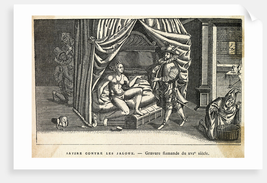 Engraving of Woman Wearing Chastity Belt by Anonymous