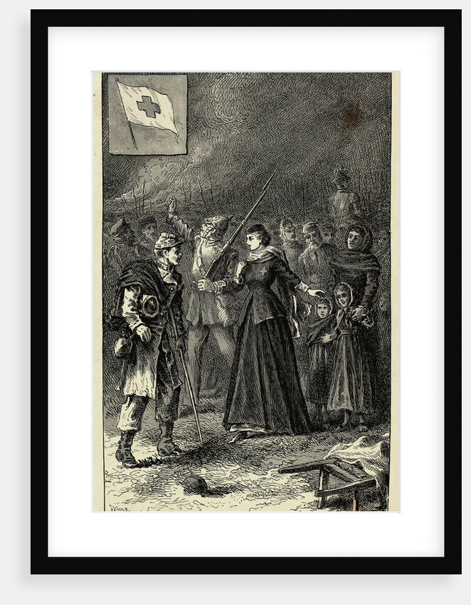 Illustration of Clara Barton Entering Strasburg with German Army by Anonymous