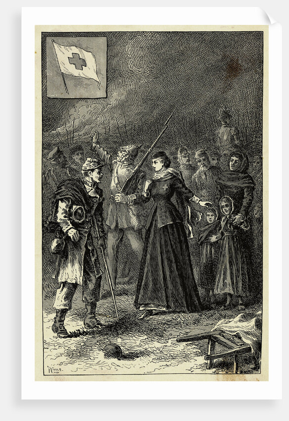 Illustration of Clara Barton Entering Strasburg with German Army by Corbis