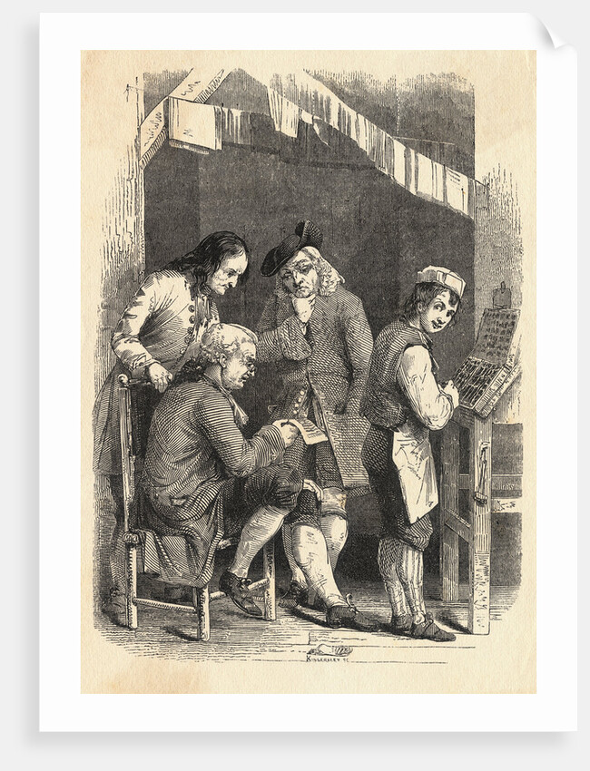 Illustration of Benjamin Franklin as a Young Printer by Anonymous