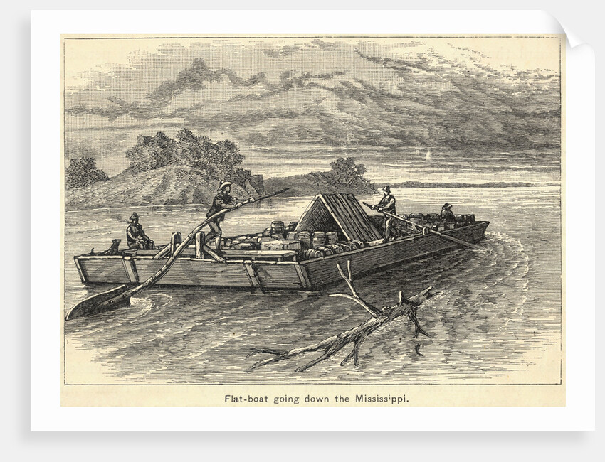 Flat Boat Going Down The Mississippi by Anonymous