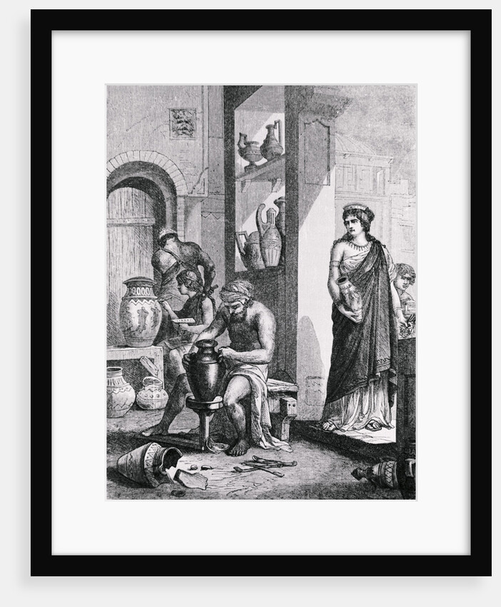 Greek Potter Creating in His Workshop by Anonymous