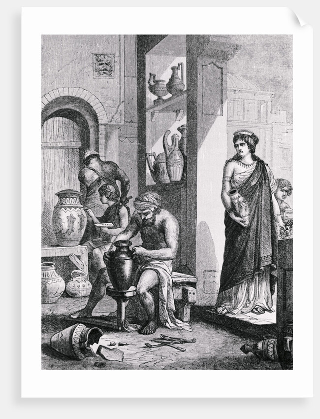 Greek Potter Creating in His Workshop by Anonymous