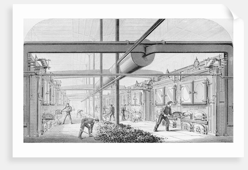 Woodcut Illustration of Steam Boiler and Fire Room in Philadelphia Factory by Anonymous