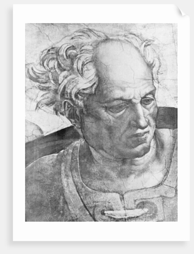 Detail of The Prophet Joel from the Sistine Chapel Ceiling Fresco Series by Michelangelo