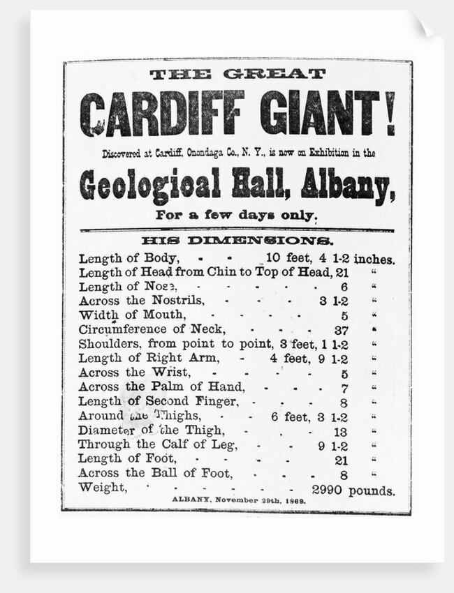 Poster for Cardiff Giant by Anonymous