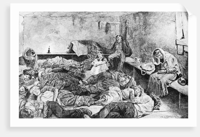 Illustration of 19th Century Lodging in the Bowery by Anonymous