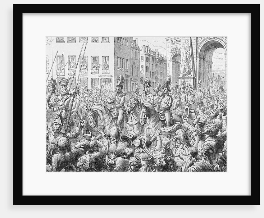 Francis II with Frederick Wilhelm and Alexander I Galloping Threw Town by Anonymous