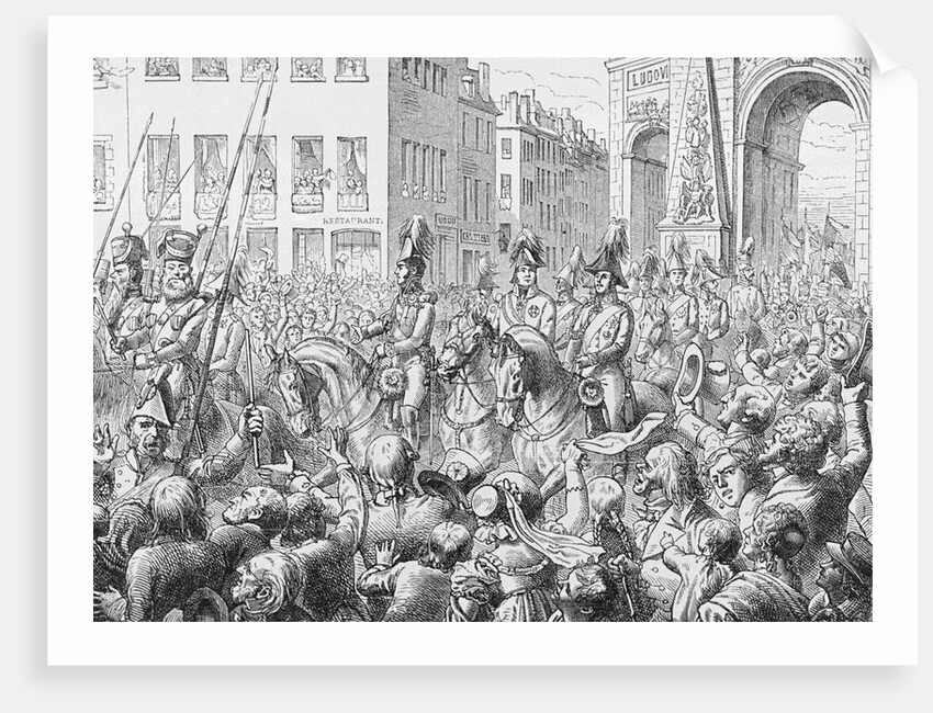 Francis II with Frederick Wilhelm and Alexander I Galloping Threw Town by Anonymous