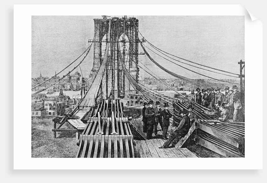 Men Building Brooklyn Bridge by Anonymous