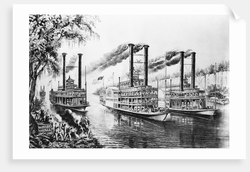 Steamboats Docking on Shore by Anonymous