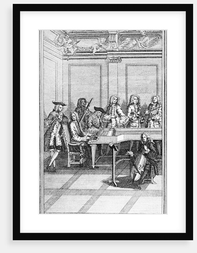 Engraving of a Traditional 18th-Century Chamber Orchestra by Anonymous