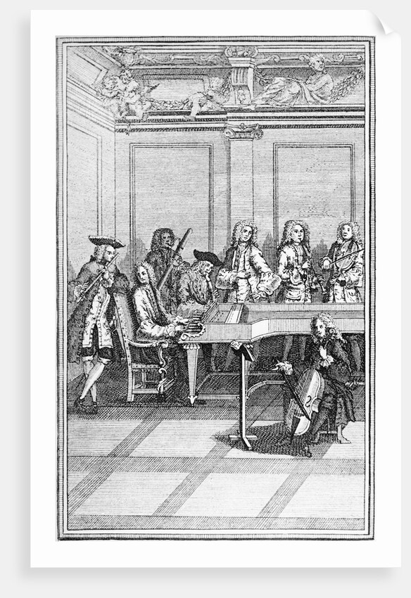 Engraving of a Traditional 18th-Century Chamber Orchestra by Anonymous