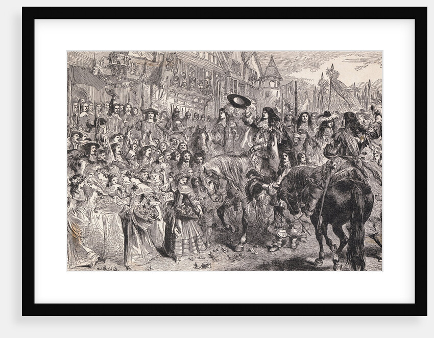 Charles II on Horseback Being Greeted by Citizens