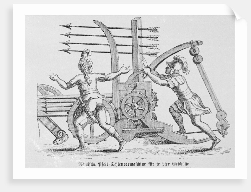Roman Soldiers Preparing War Machine to Launch Arrows by Anonymous