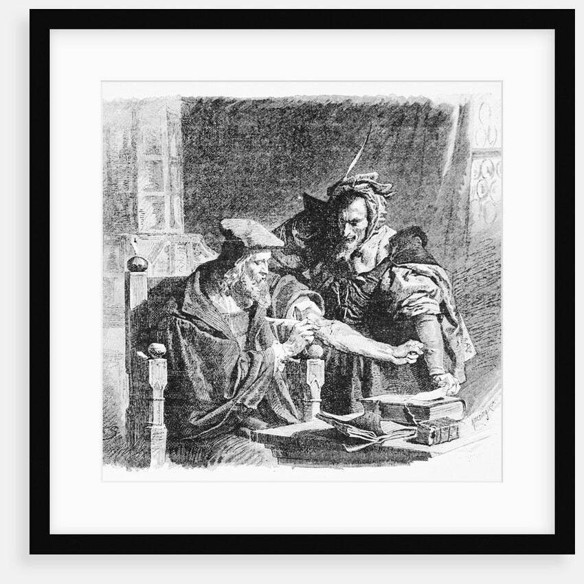 Faust Signs Deal with the Devil in Blood by Anonymous