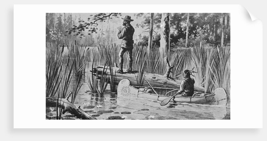 Illustration of Joseph Nicholas Nicollet Exploring Lake Itasca by Anonymous