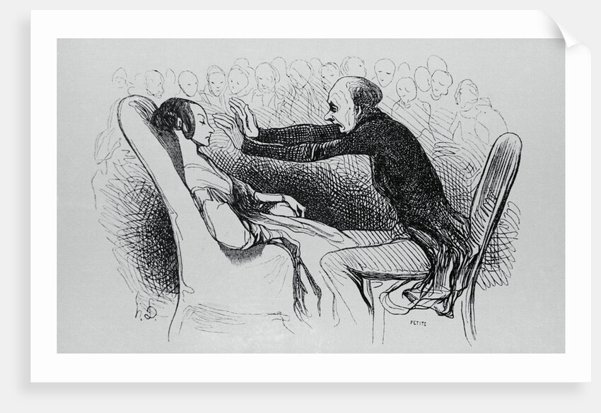 Illustration of a Man Hypnotizing Patient by Honore Daumier