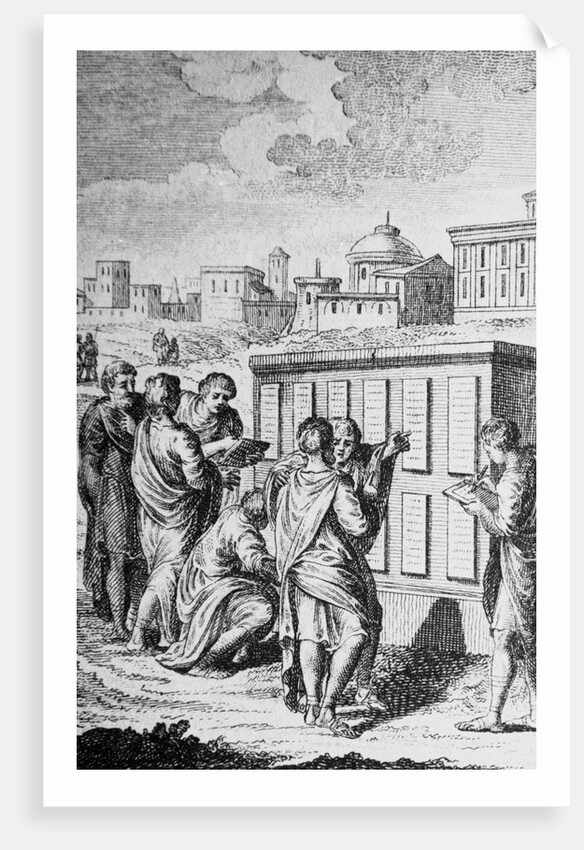 Engraving of Romans Looking at Law Tablets by Anonymous