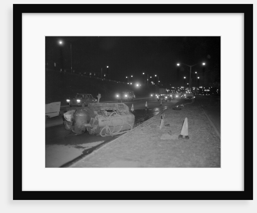 Wrecked Engine on Long Island Expressway by Anonymous