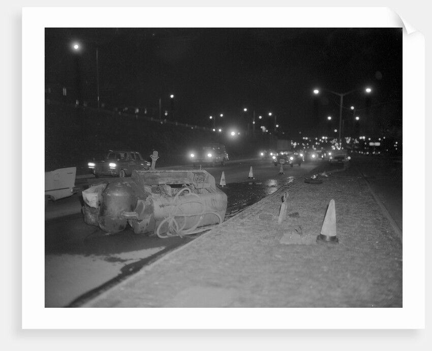 Wrecked Engine on Long Island Expressway by Anonymous
