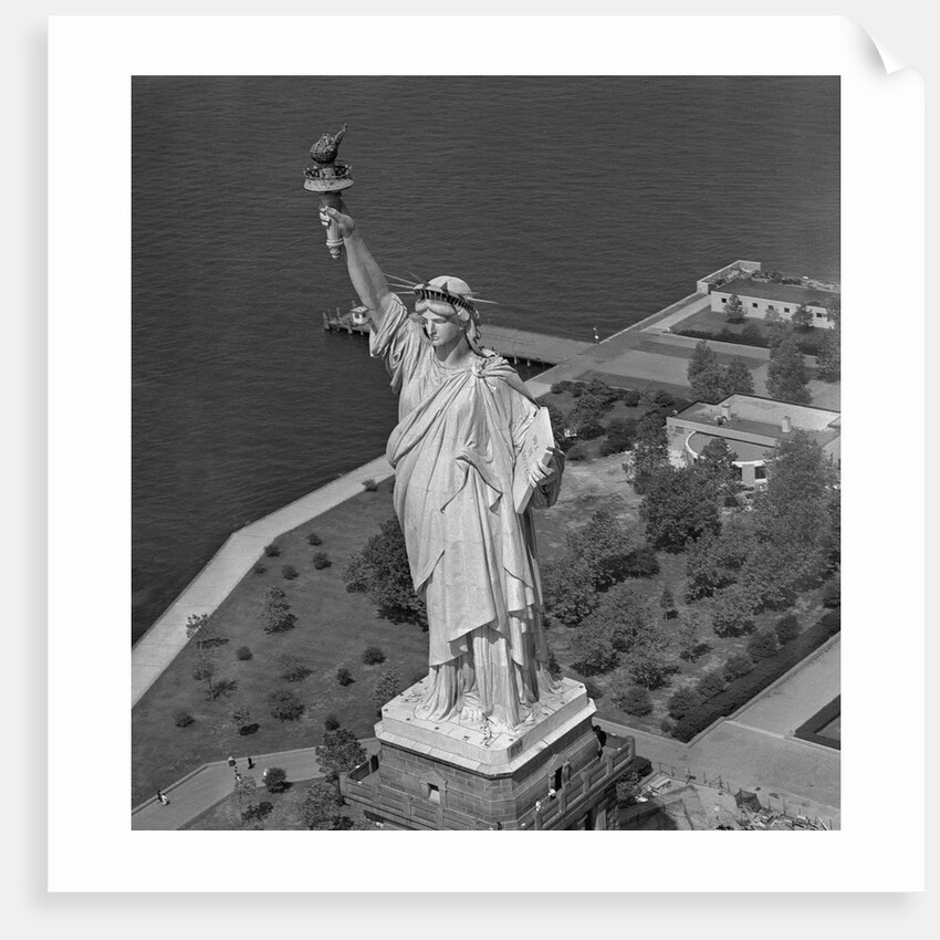 Aerial View of Statue of Liberty from Helicopter by Anonymous