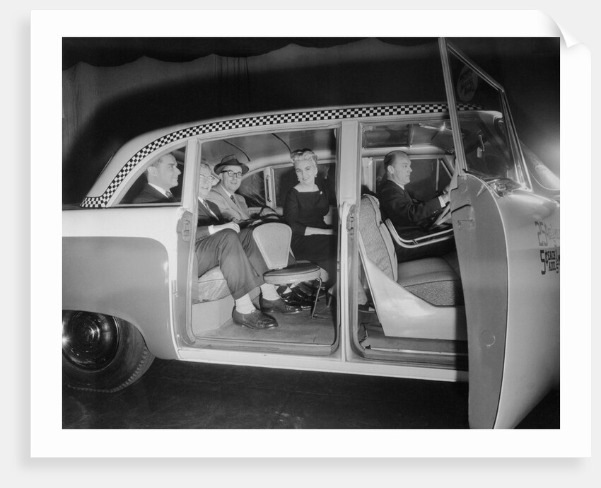 Interior View of Passengers Inside a New York City Checker Cab by Anonymous