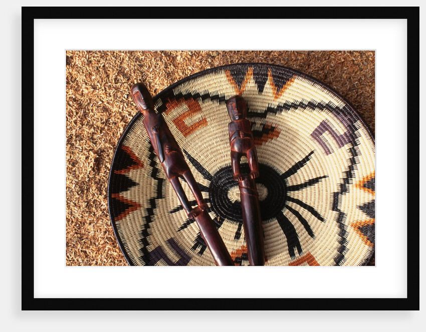 Embera Wood Carvings and Basket by Anonymous